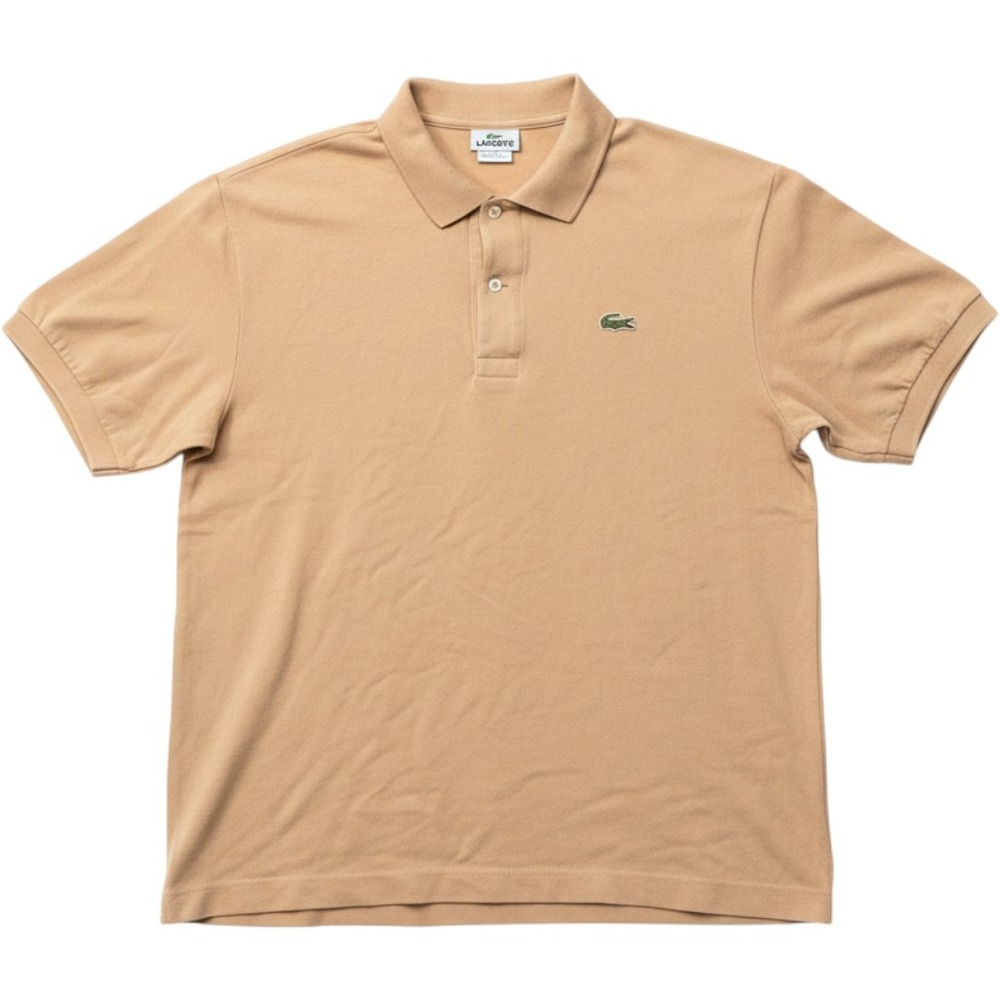 Lacoste Polo Shirt Mens XL Tan Beige Good Short Sleeve Pique Cotton Logo